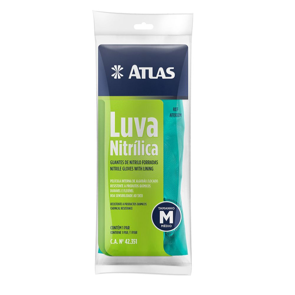 Luva média nitrílica AT1302M Atlas