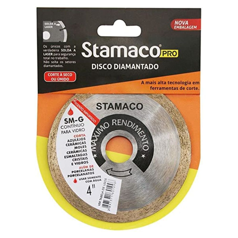 Disco Diamantado Pro Continuo Para Vidro SMG de 4" 105mm Stamaco