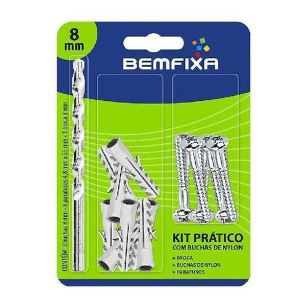 Kit Prático Prafuso/Broca/Bucha 8mm Bemfixa