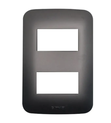 Placa romazi canoa 2 módulos preto 4X2 