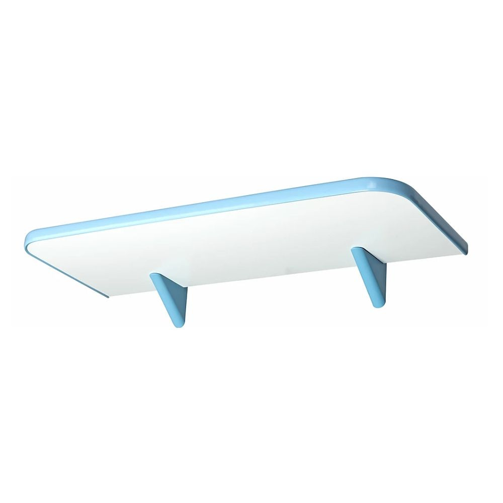 Prateleira de Madeira 20x90cm Soft com Suporte Branco e Azul Pratefix