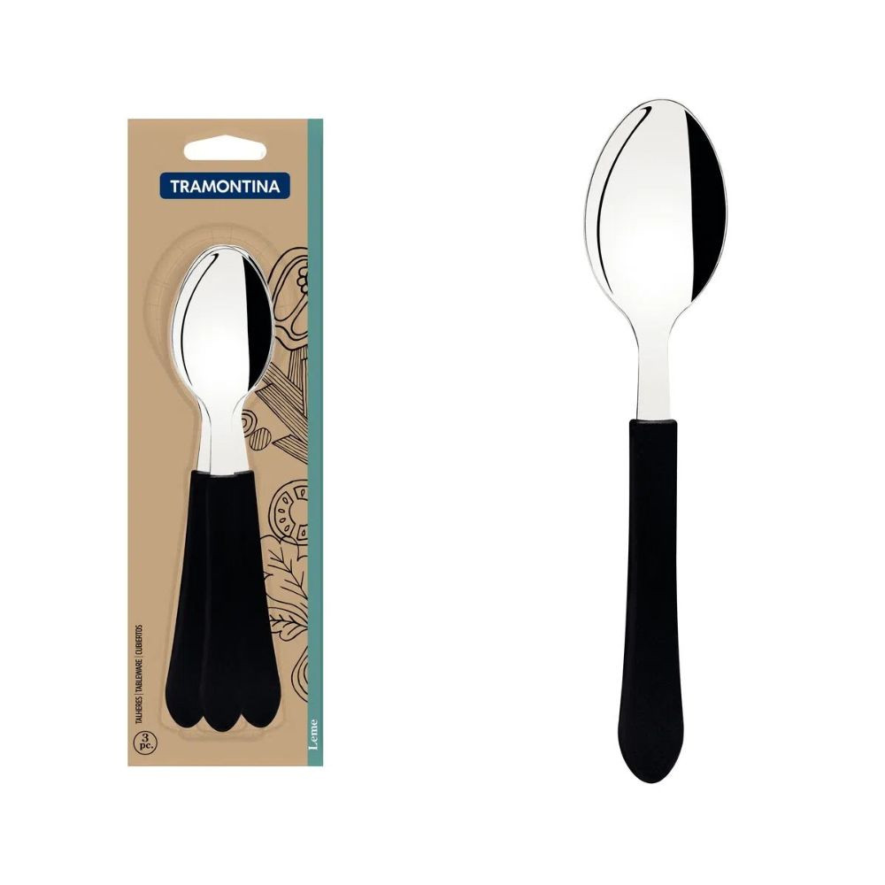 Colher Leme Chá Inox Preto Tramontina