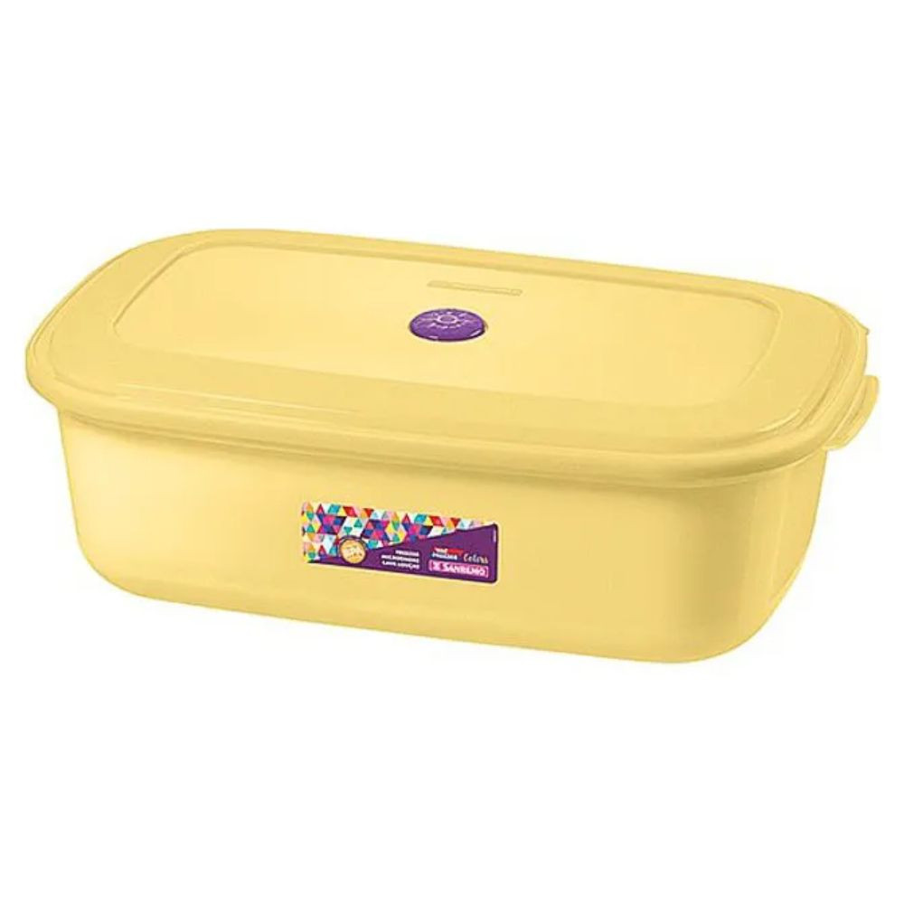 Pote Retangular Plástico Hermético 4,5L Amarelo SR390/6 Sanremo