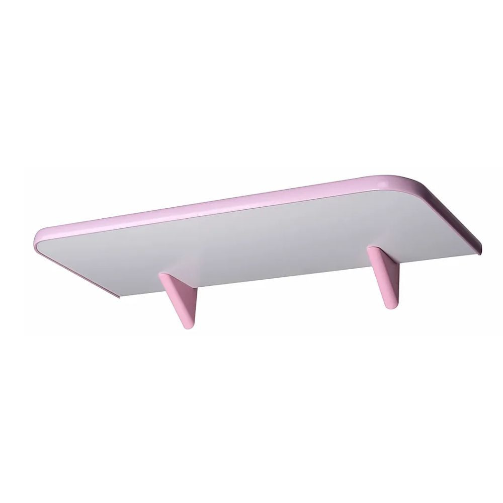 Prateleira de Madeira 20x120cm Soft com Suporte Branco e Rosa Pratefix