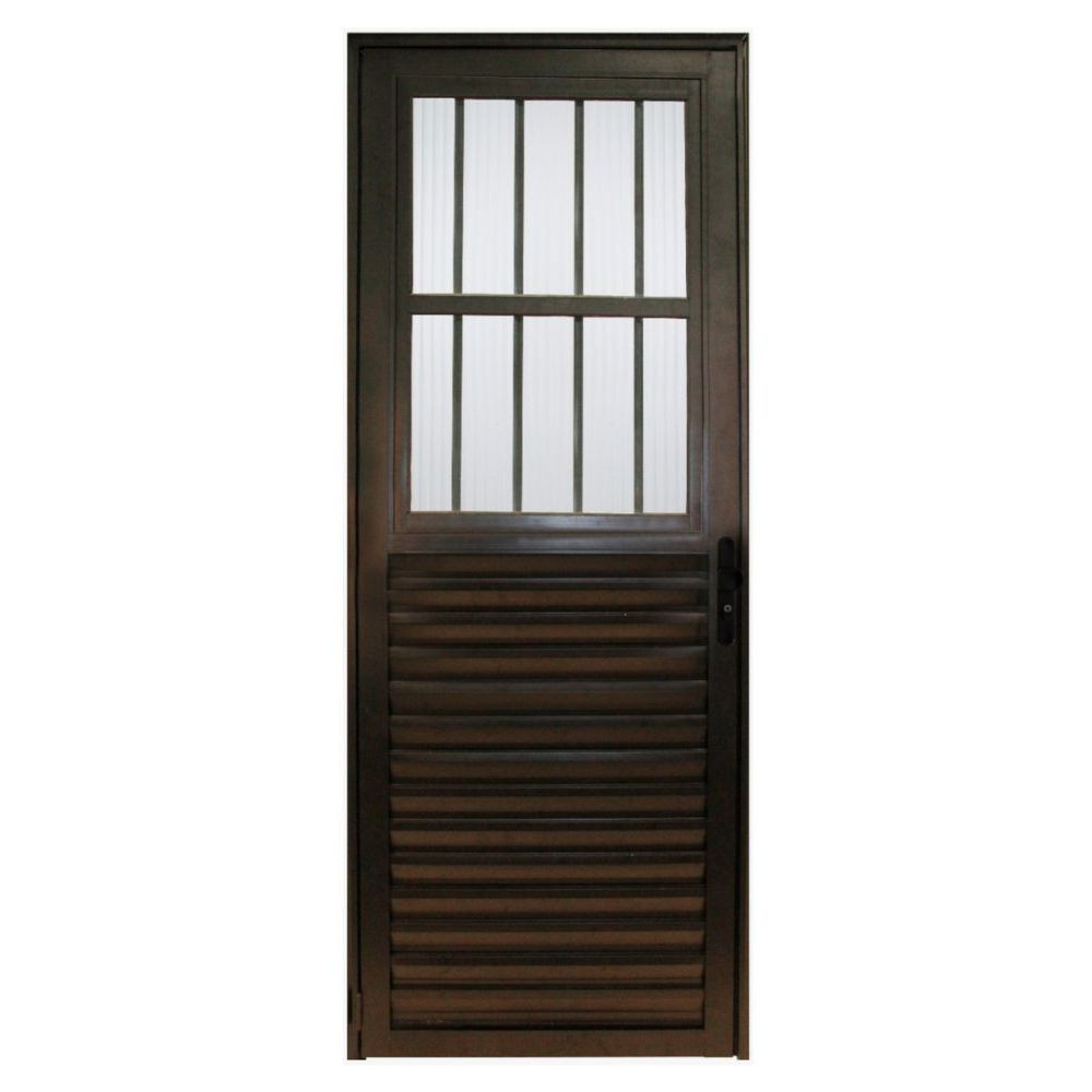 Porta Postigo 210X90 Vidro Liso Lado Esquerdo Bronze - TopMix 