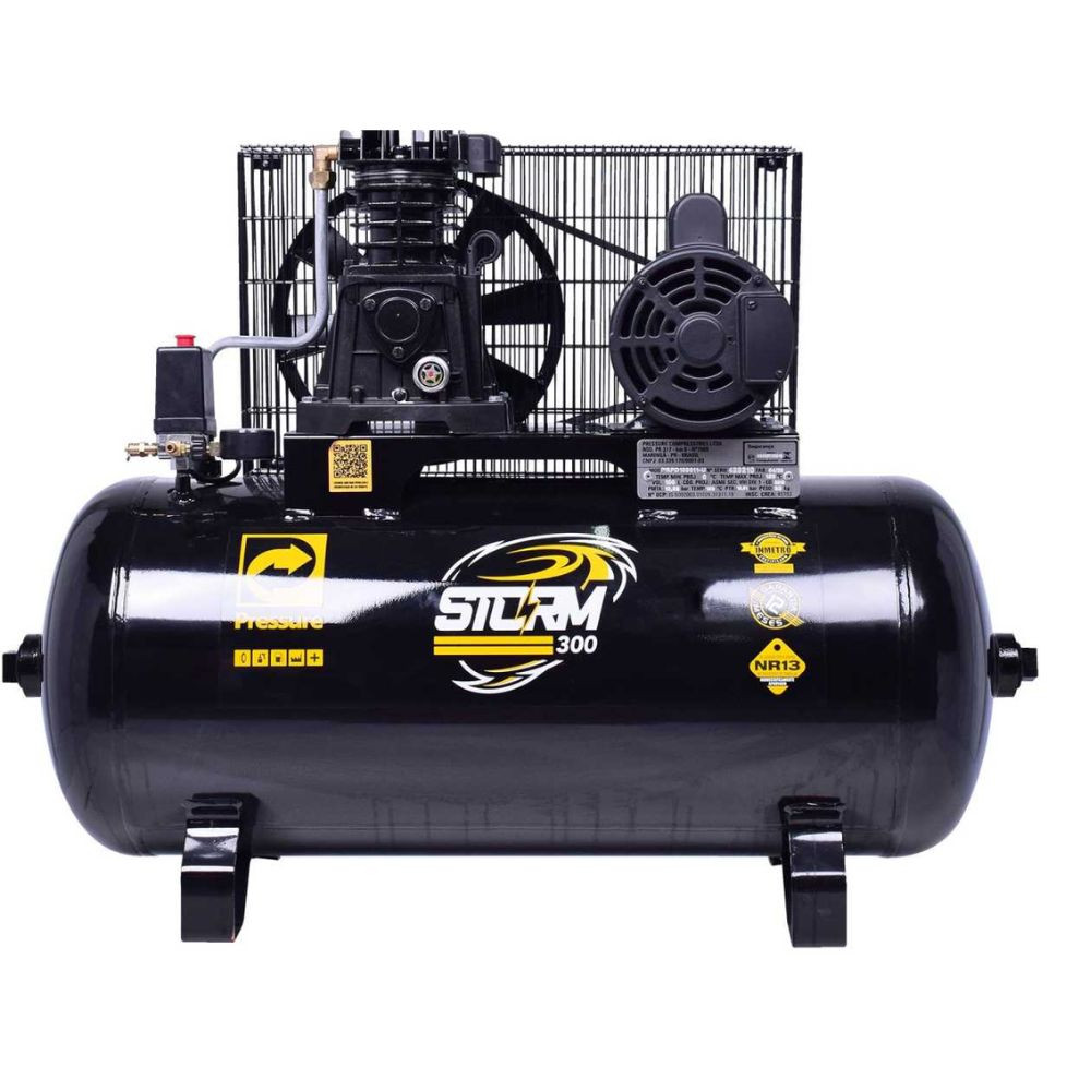 Compressor de Ar 10 Pés 2HP 100 Litros 110/220V Monofásico Storm-300 Pressure