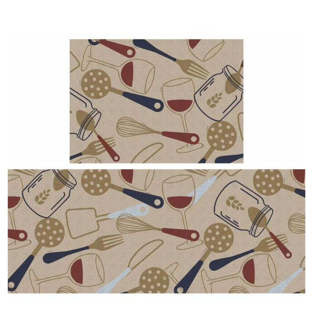 Kit de Tapetes Para Cozinha Fit Kasa Utensílios 2 Peças Kapazi