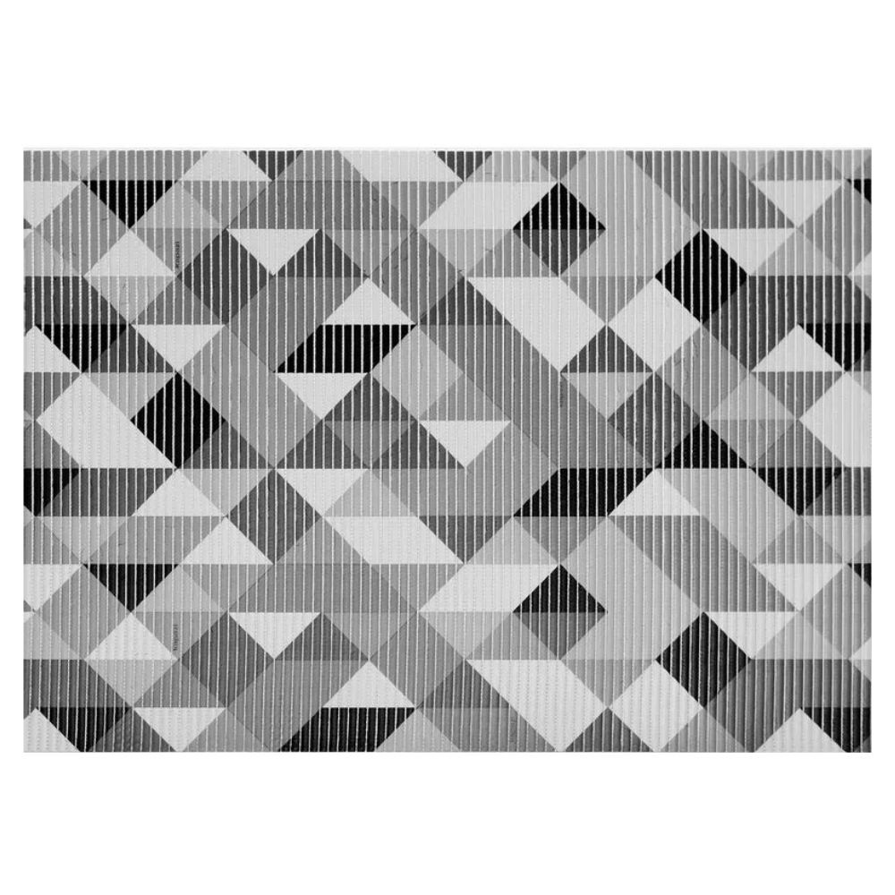 Tapete Antiderrapante Tropical Triângulos Cinza 43cmx65cm Kapazi
