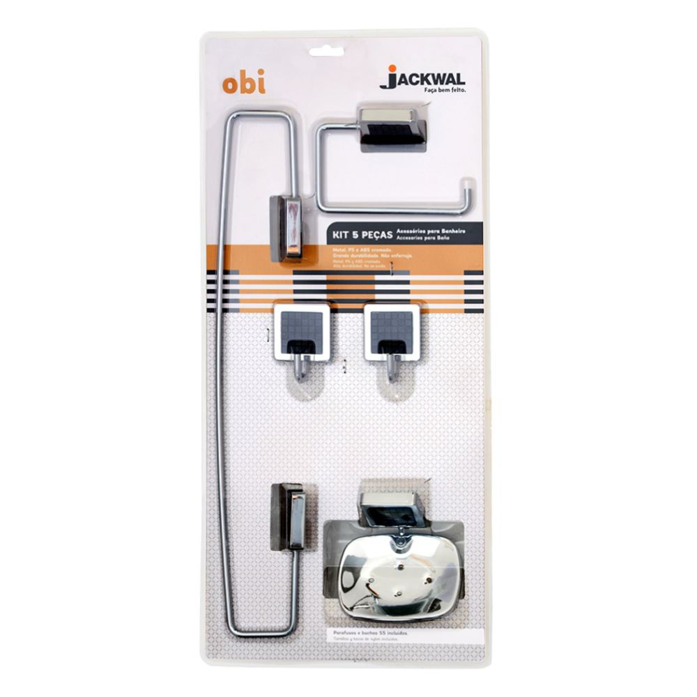 Kit de Acessórios para Banheiro Com Saboneteira Metalica Orbi Preto Jackwal
