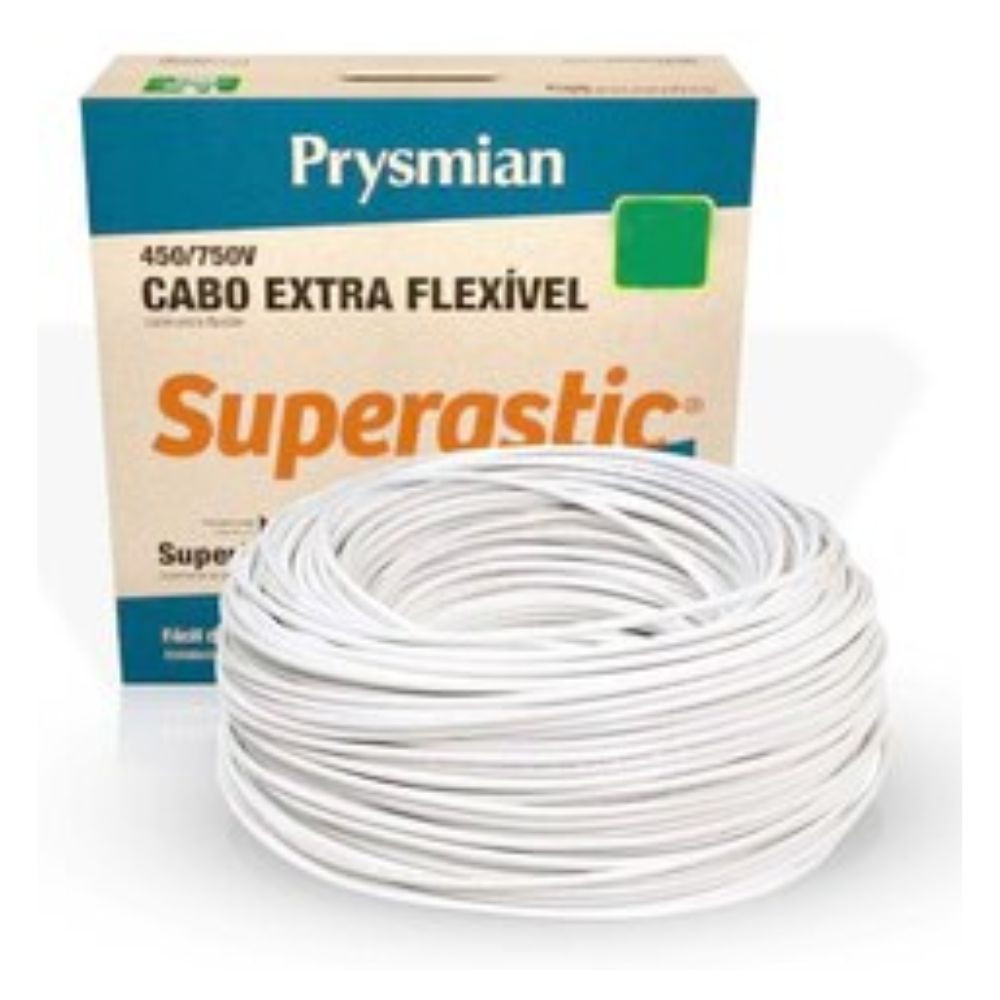 Cabo Flexivel 1,5mm 750v 100m Superastic Flex Branco Prysmian