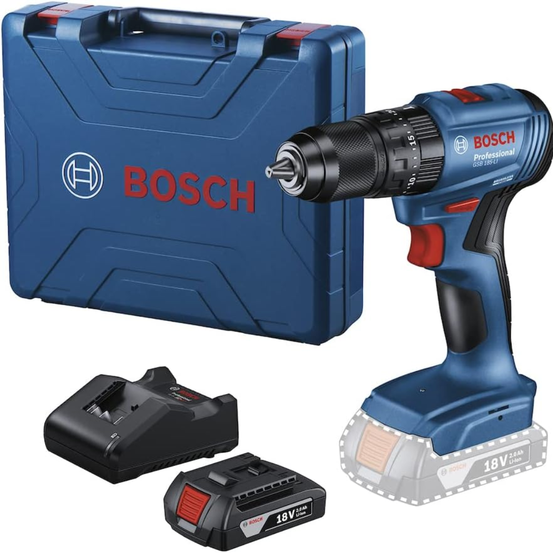 Furadeira Bosch Impacto Gsb 185LI Maleta+Bateria 18V