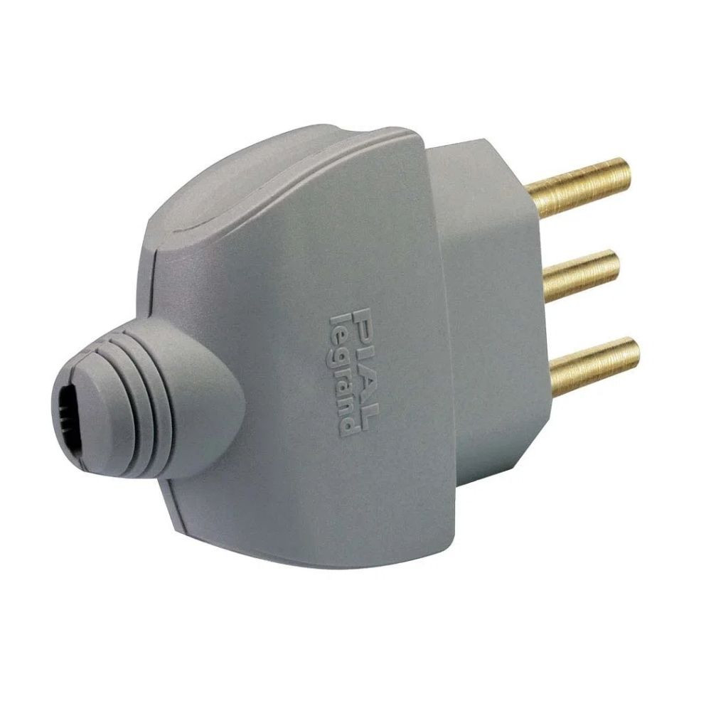 Plug Monobloco  2P 10A Cinza Pial