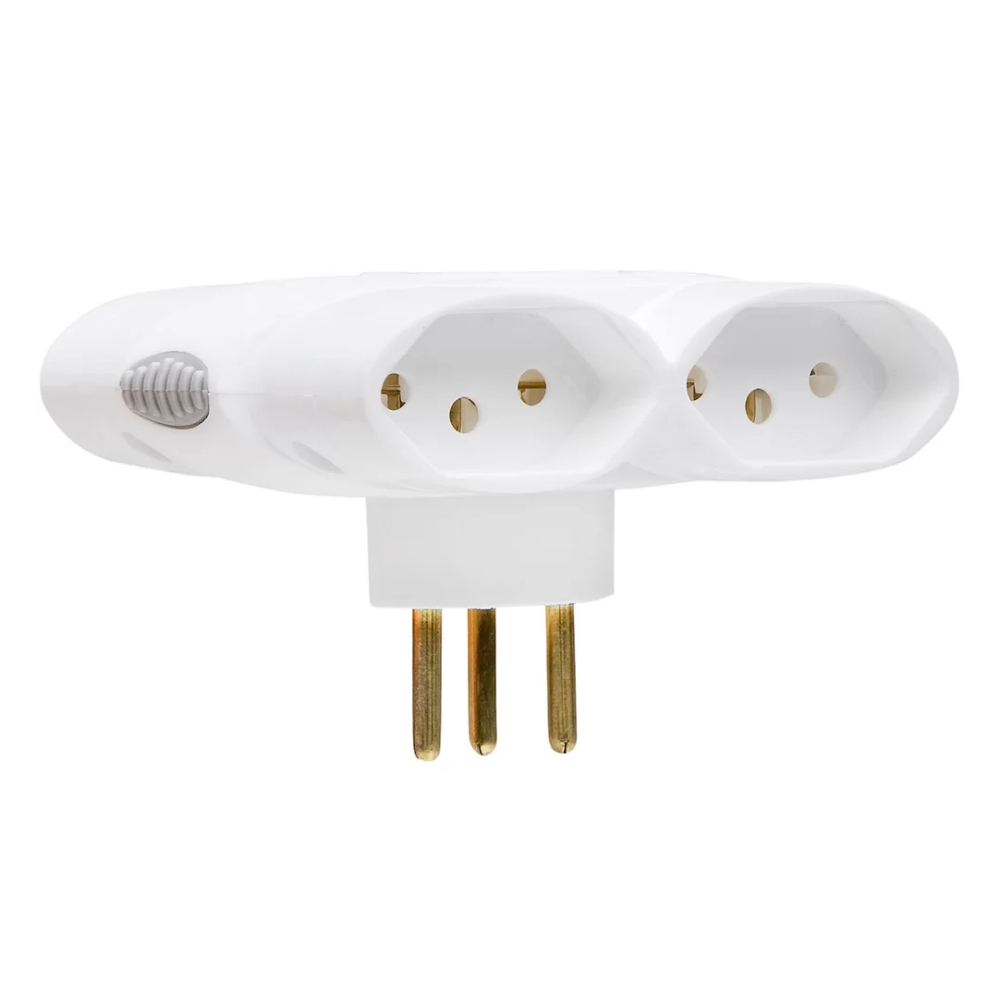 Adaptador de Tomada Benjamim Multiplicador 4 Saídas 2P+T 10A Branco Daneva