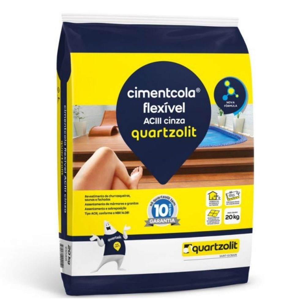 Argamassa ACIII Flex Cinza 20Kg Quartzolit 