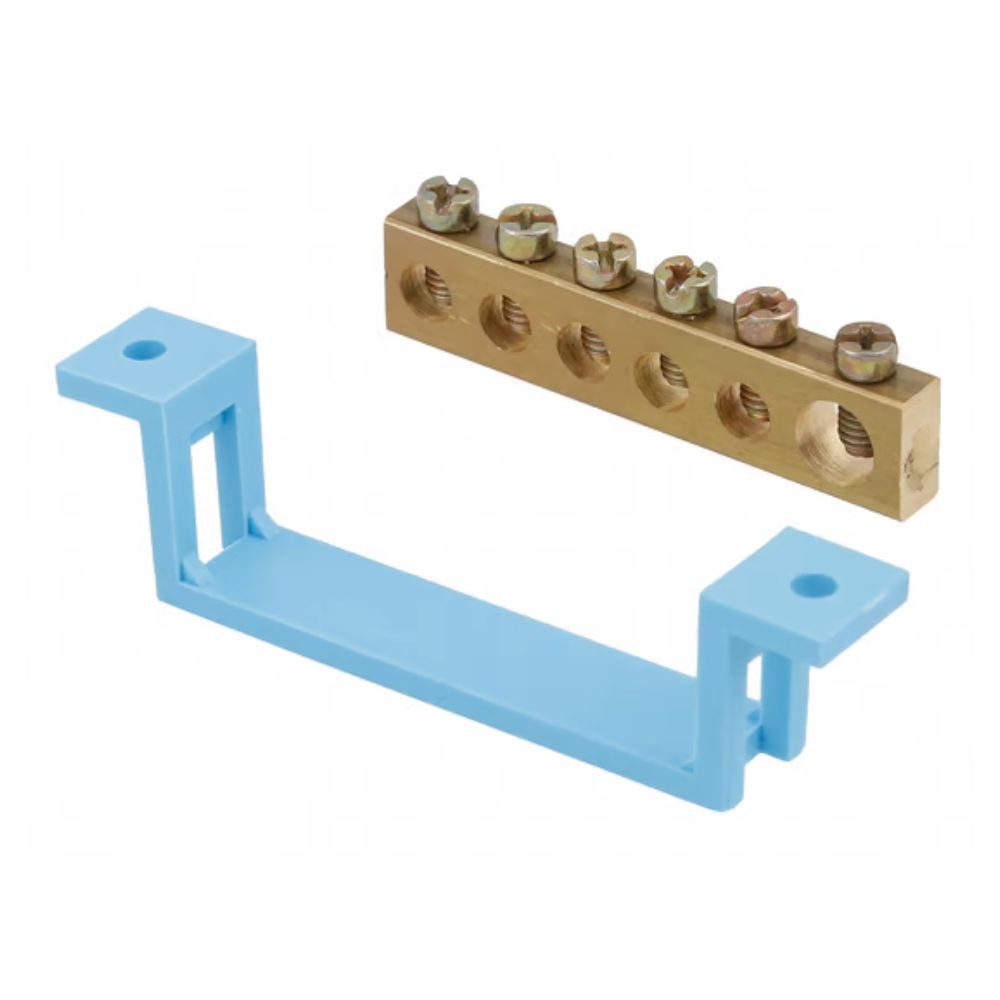 Barramento Neutro 6 Terminais Azul Fixo 70mm Steck