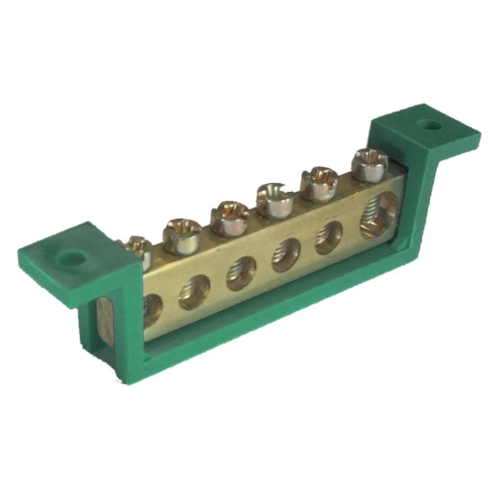 Barramento Neutro 6 Terminais Verde Fixo 70mm Steck