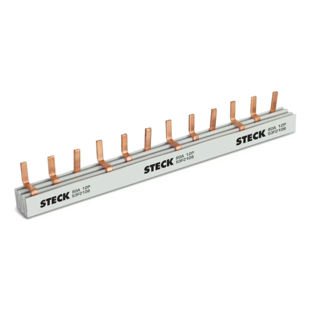 Barramento Trifásico Fases para 12 Disjuntores 80A 210mm Steck