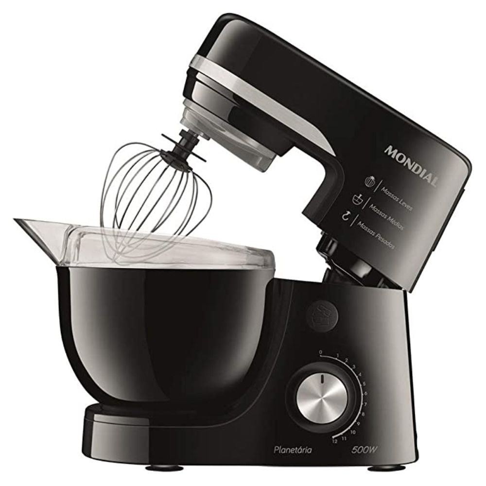 Batedeira Planetária BP-03-B com 12 Velocidades e 700W Preta Mondial