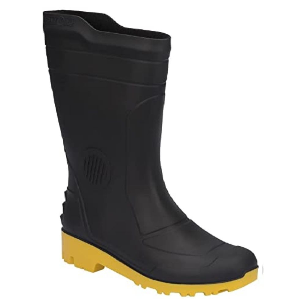 BOTA DE PVC CANO MEDIO PRETA E AMARELO Nº41 PEGA FORTE