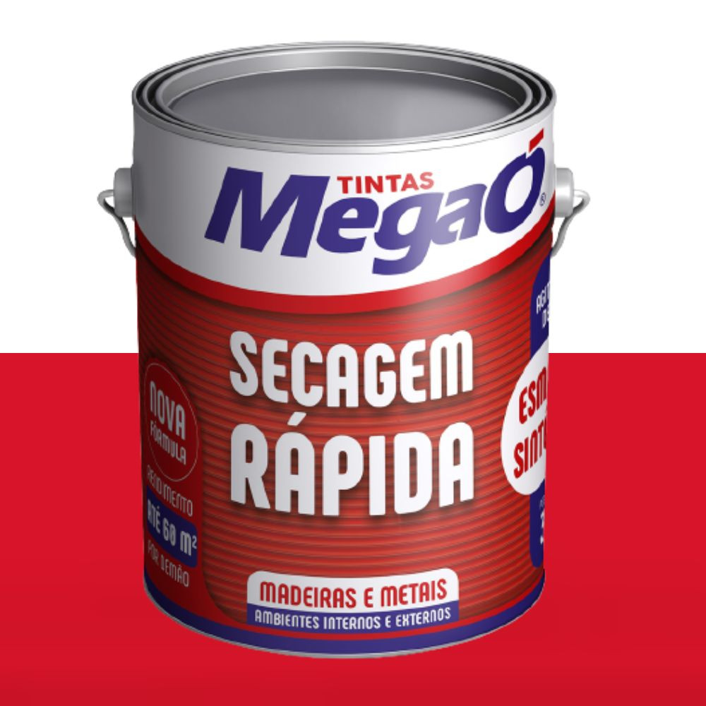 Esmalte Secagem Rápida Alto Brilho Vermelho 900ml MegaÓ