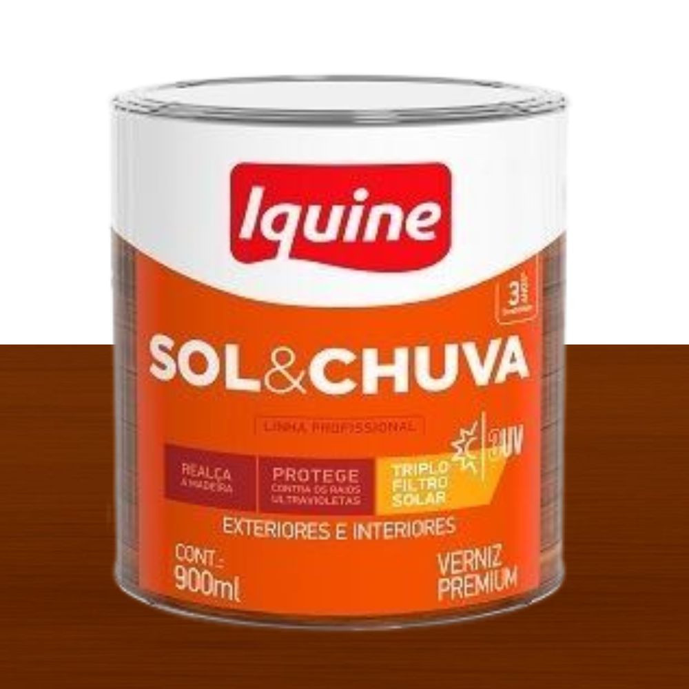 Verniz sol e chuva triplo filtro solar imbuia 0.9L Iquine