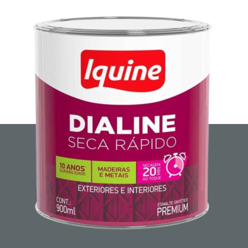 Esmalte dialine seca rápido alto brilho cinza escuro 0.9L Iquine