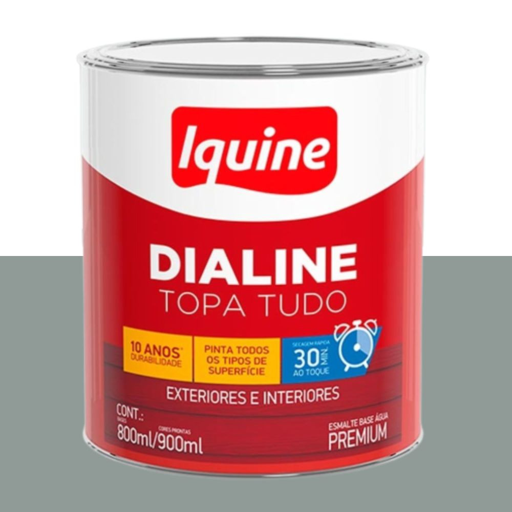 Esmalte dialine base água alto brilho cinza médio 900ml - Iquine