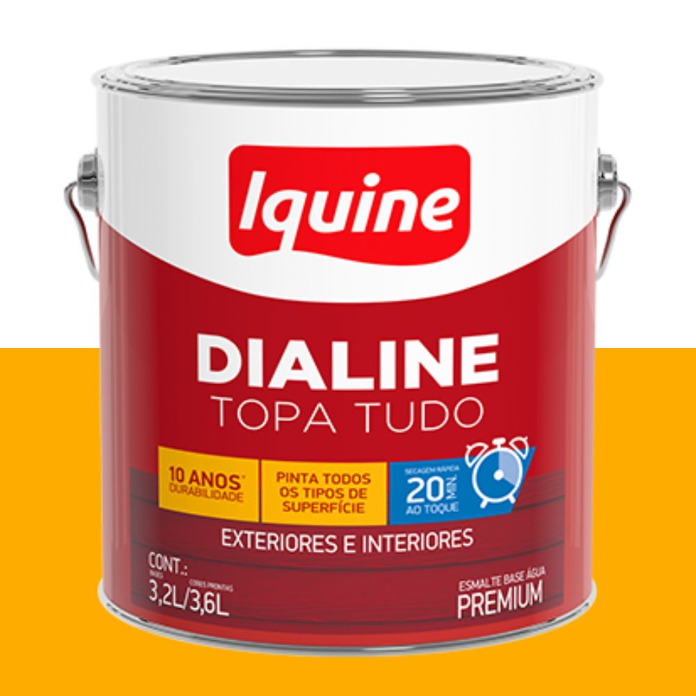 Esmalte dialine base água alto brilho amarelo 3.6L Iquine