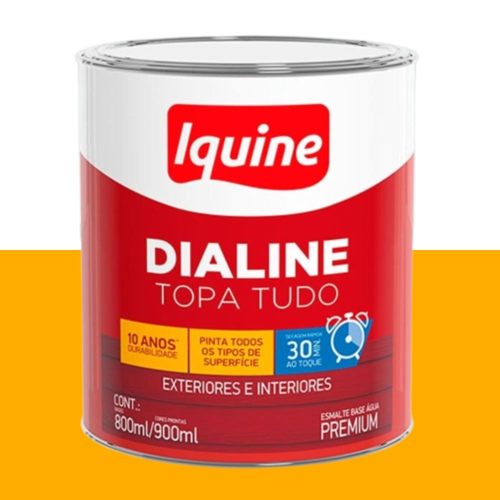 Esmalte dialine base água alto brilho amarelo 0.9L Iquine