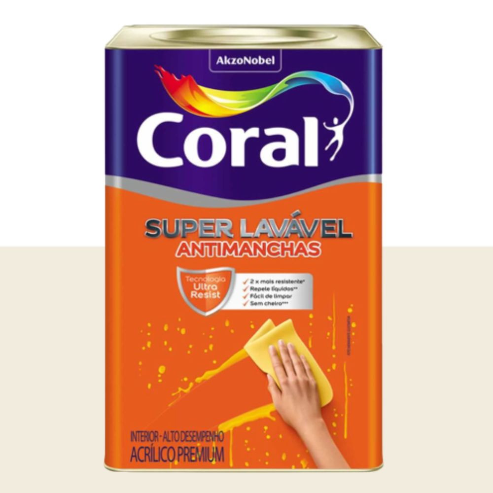 Tinta Super Lavável Oyster White 18L Coral