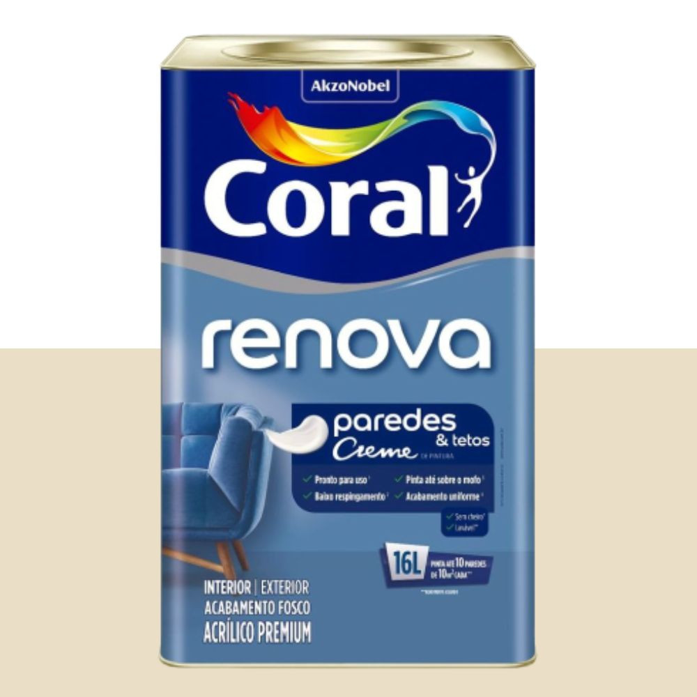 Tinta Renova Paredes & Tetos Palha 16L Coral