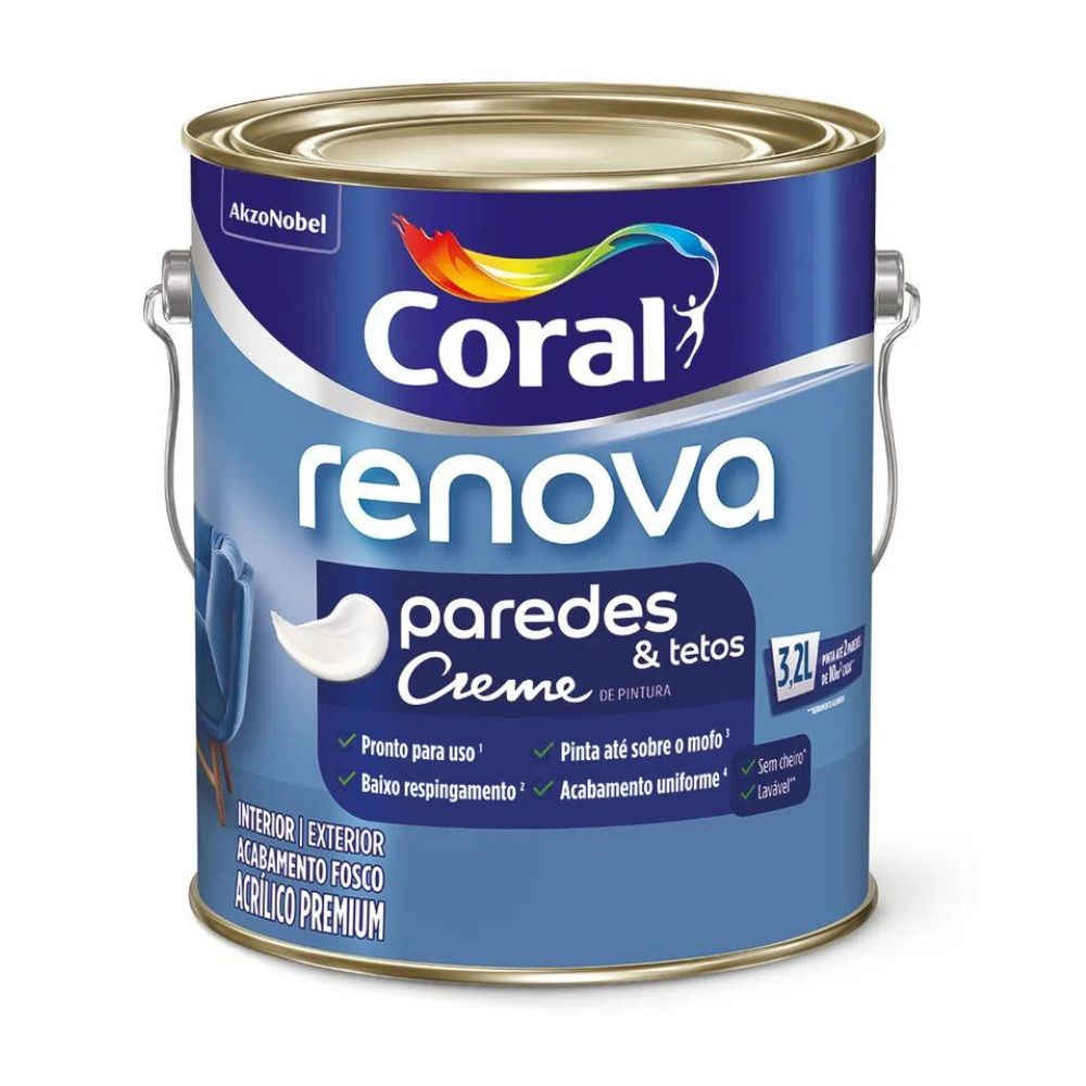 Tinta Renova Paredes & Tetos Branco 3.2L Coral