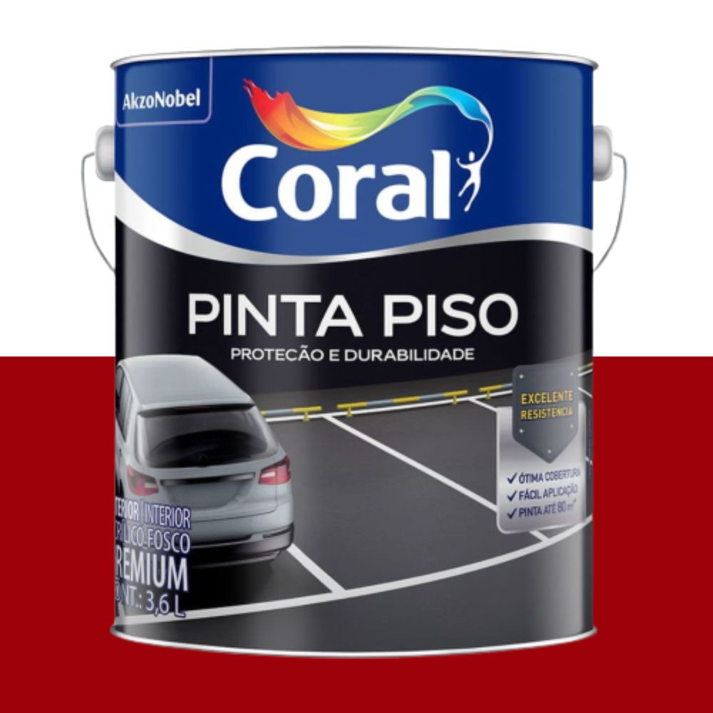 Tinta pinta piso vermelho segurança 3.6L Coral