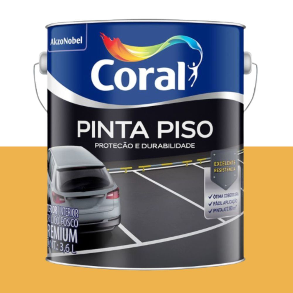 Tinta pinta piso amarelo demarcação 3.6L Coral