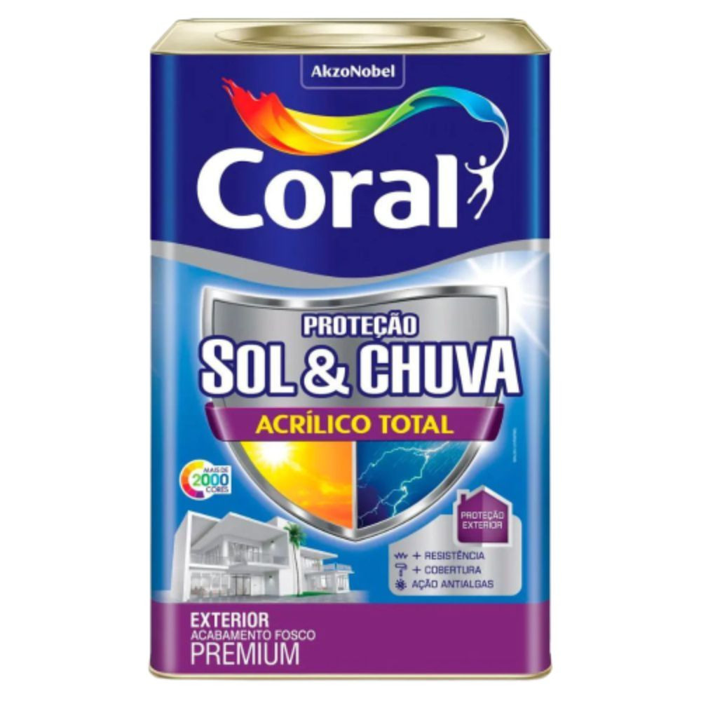 Tinta sol & chuva acrílica total branco 18L Coral