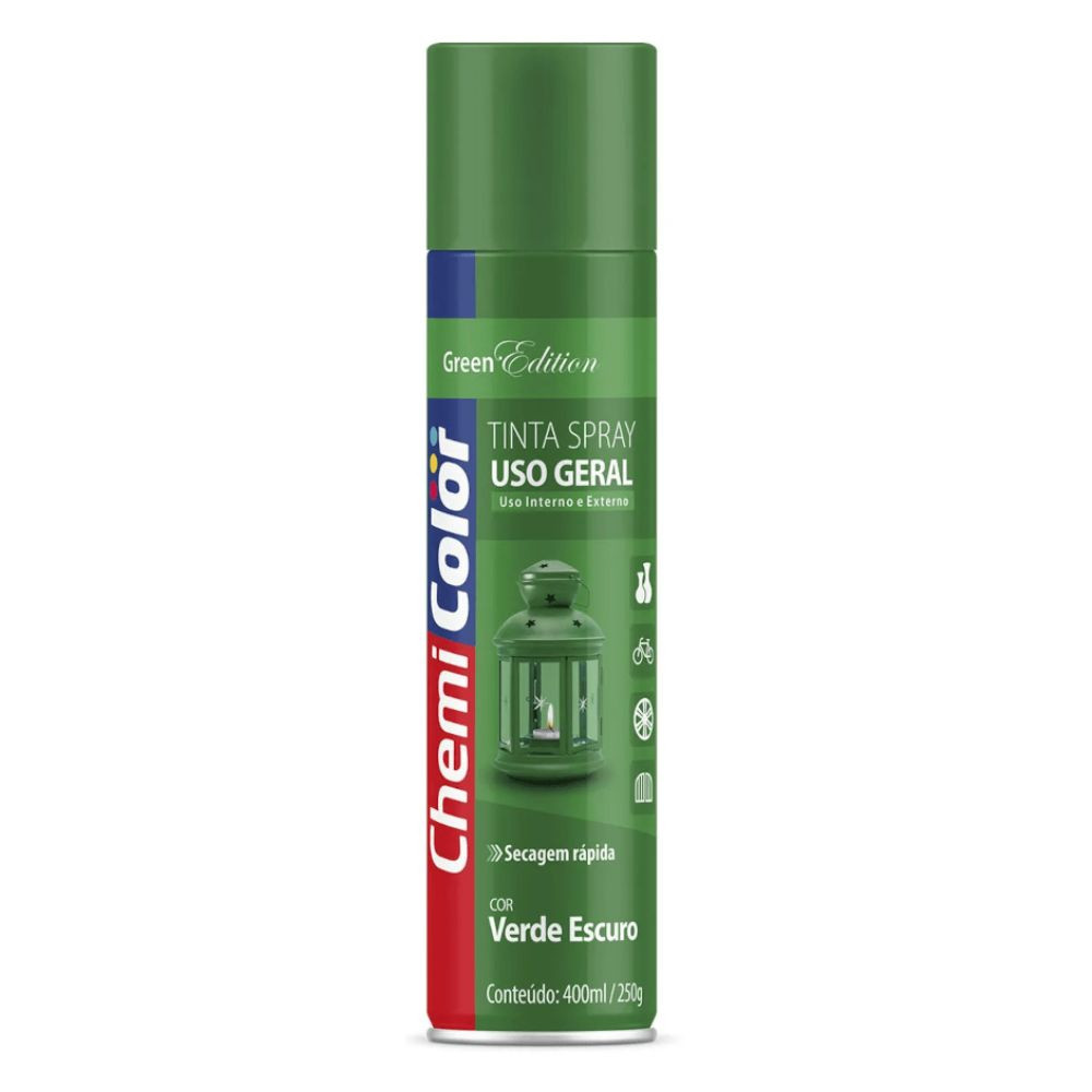 Tinta Spray para Uso Geral Verde Escuro 400ml ChemiColor