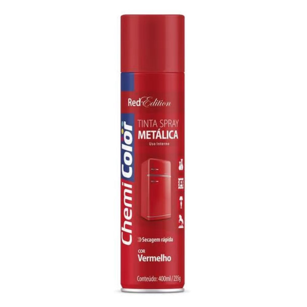 Tinta Spray Metálica Vermelho 400ml Chemicolor