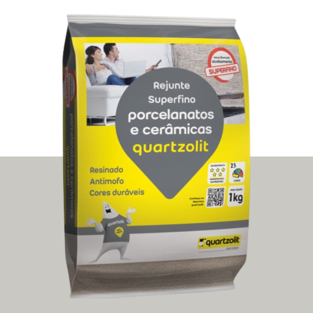 Rejunte Porcelanatos e Cerâmicas Cinza Platina 1Kg Quartzolit