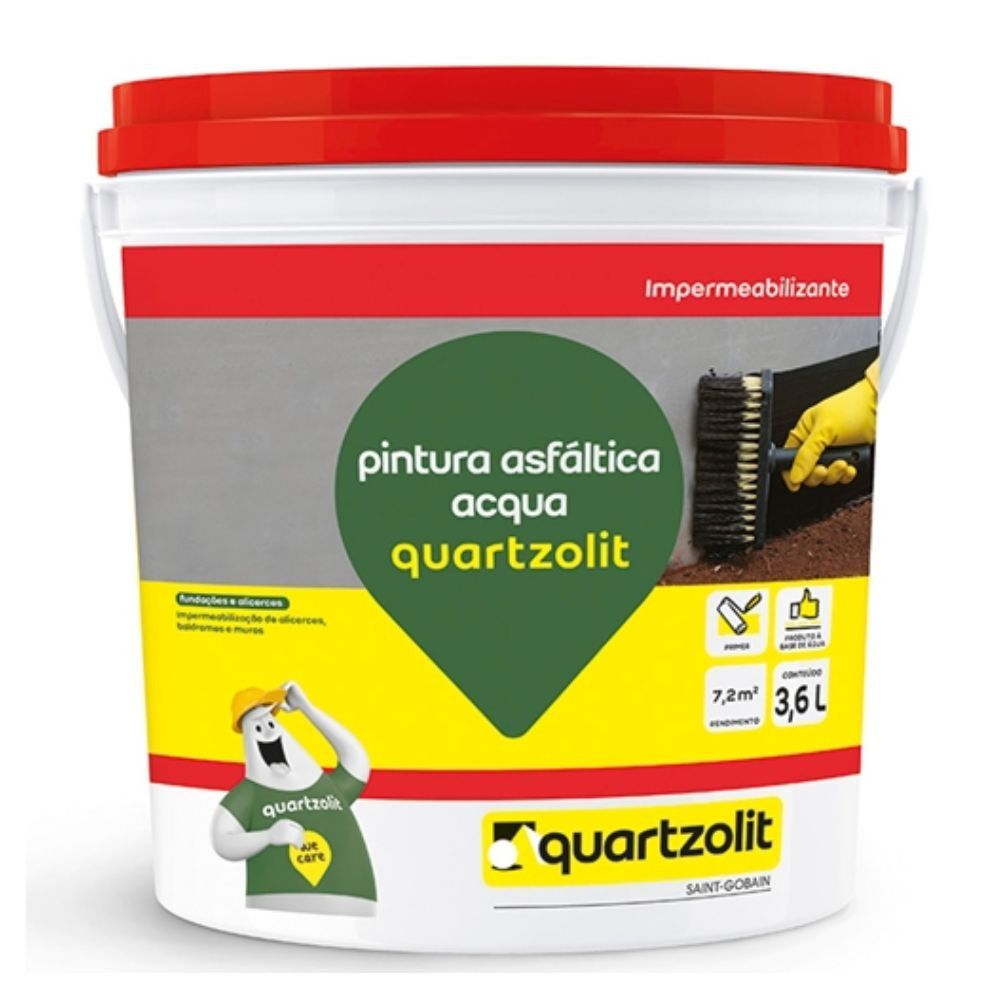 Pintura Asfáltica Acqua 3,6 Litros Quartzolit