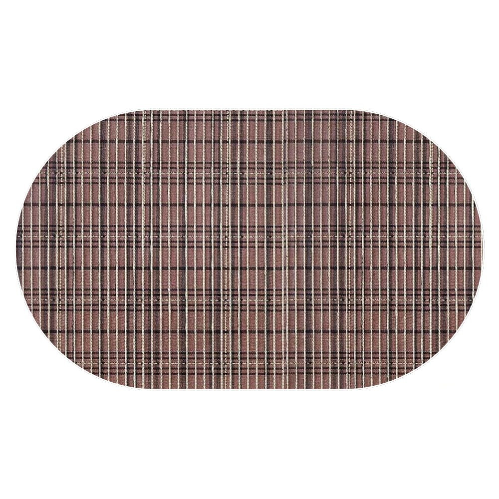 Tapete tropical oval xadrez marrom 41X64 Kapazi