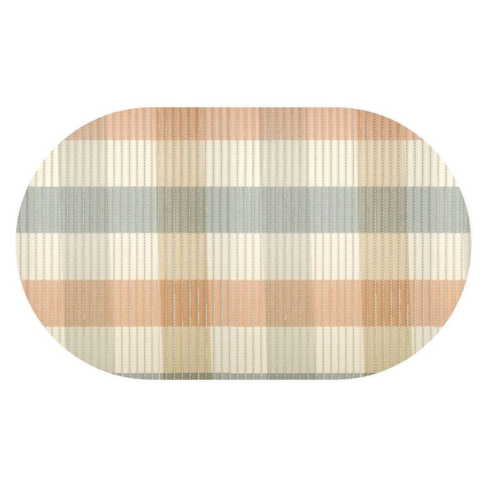 Tapete Antiderrapante Oval Tropical Xadrez Color 43cm x 65cm Kapazi