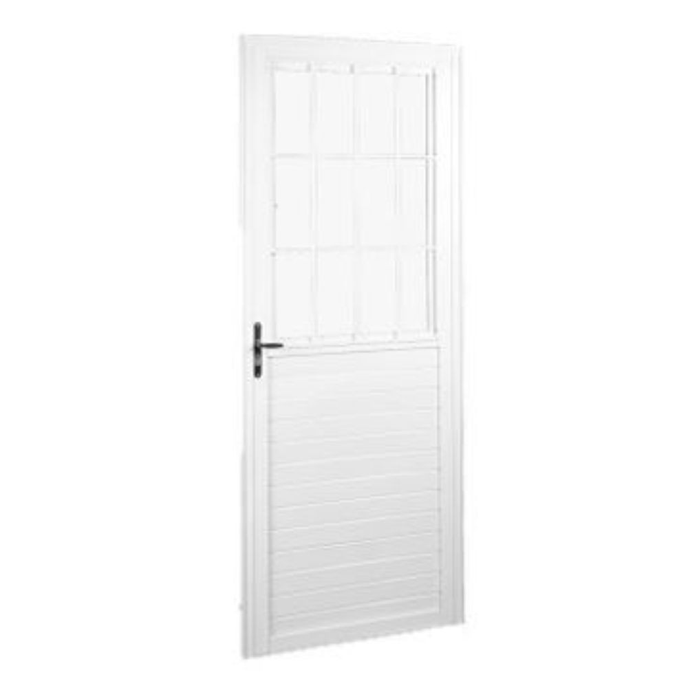 Porta Quality Postigo 210x80cm Lambri Liso Esquerda Branco