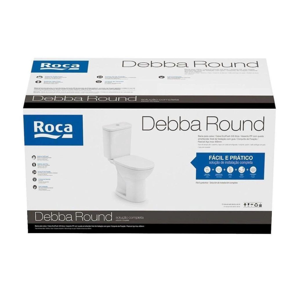 Kit Bacia com caixa acoplada e acessórios Debba Round Branco