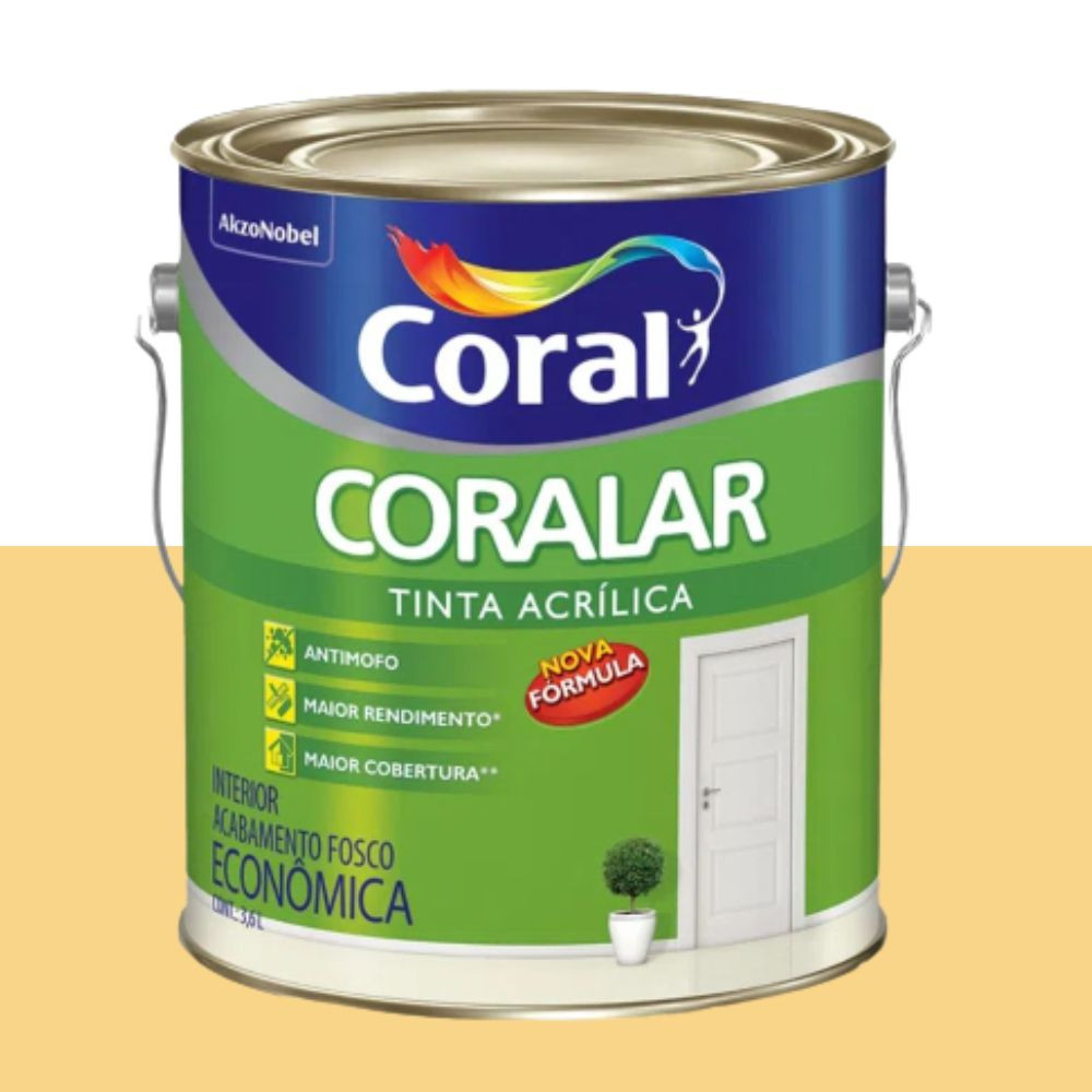 Tinta Coralar Acrílico Amarelo Canário 3.6L Coral