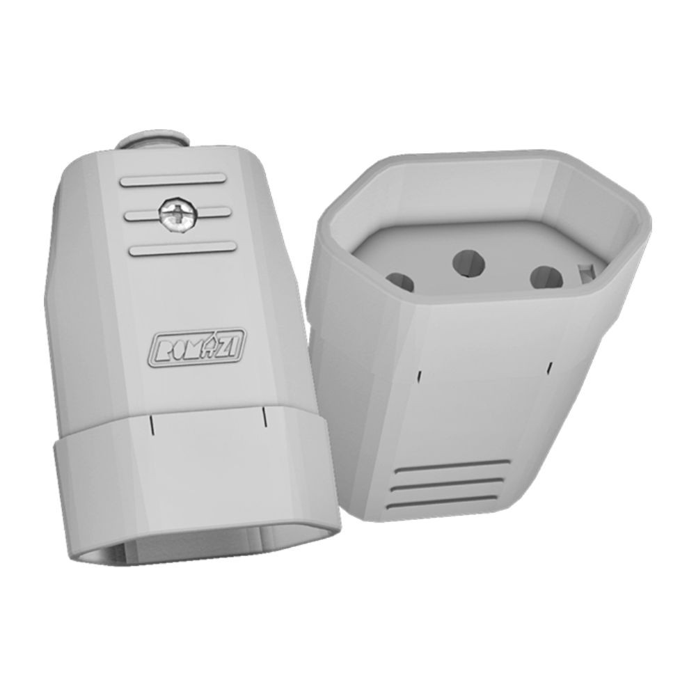 Plug Fêmea 2P+T 10A Branca Romazi