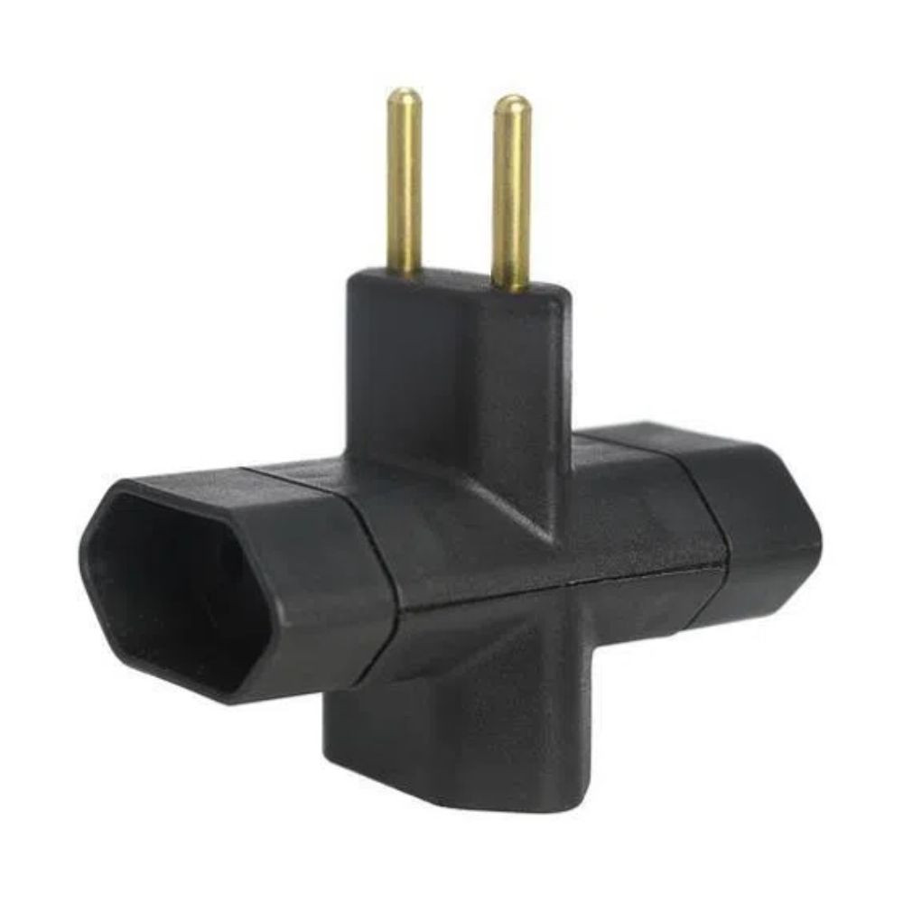 Pino com 3 Tomadas 2P 10A Preto Romazi