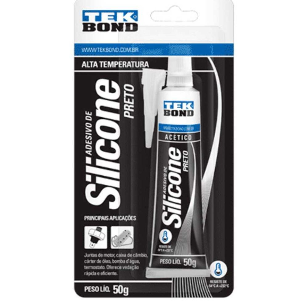 Silicone acético alta temperatura preto 50g Tekbond