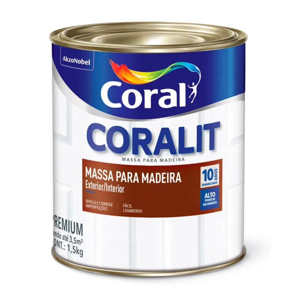 Massa para Madeira Branco 1,5Kg Coral