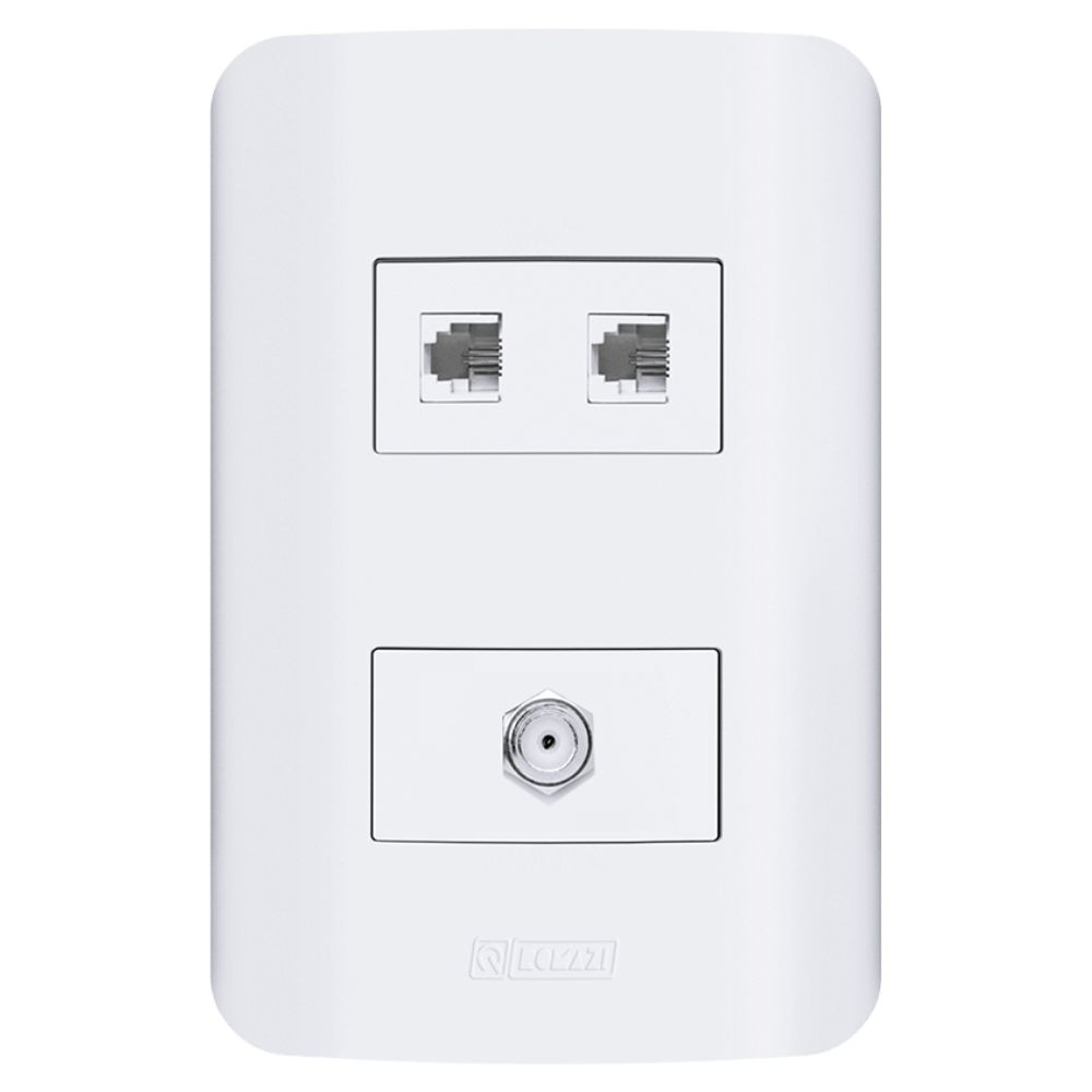 Tomada Canoa 2 RJ11+RJ45 Branca Romazi