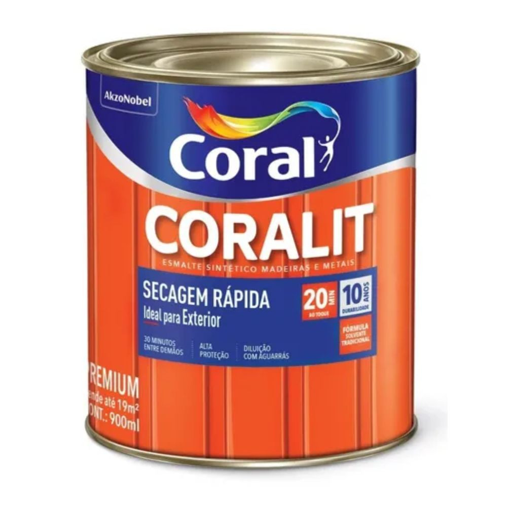 Esmalte Coralit Secagem Rápida Acetinado Branco 900ml Coral